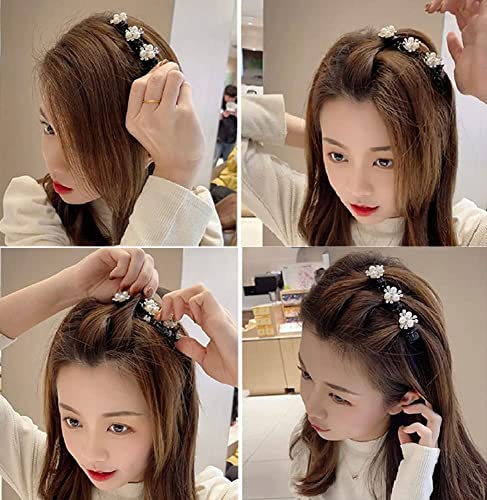 4 tipos diferentes de clipes de cabelo florais femininos de cabelos tecidos com borboleta pérola engrenagem dupla floral melhor penteado de aderência