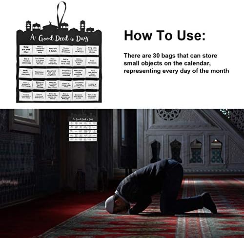 Calendário do Ramadã da contagem regressiva, calendário do Ramadã com bolsos não tecidos, parede do Ramadã Eid,