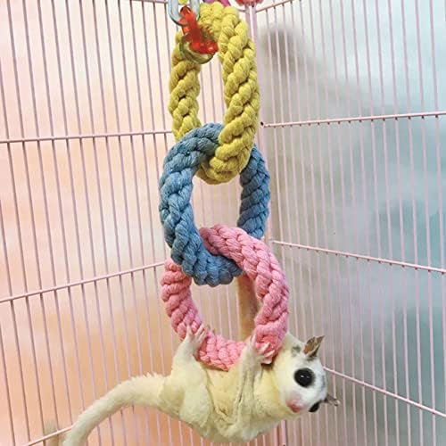 JWSHANG 2 Pacote de pacote de açúcar Toys de corda de escalada, acessórios e brinquedos de gaiola de planador de açúcar, brinquedos de gaiola de balanço pendurados, brinquedos de rato, brinquedos de balanço de corda de pássaro para escalar/exercitar -se