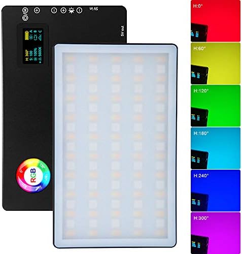 Painel de luz de vídeo RGB LED COMPLETA PORTÁVEL NA CAMANA LUZ 3200K-7500K CRI> 96+, 9 MODOS DE EFEITO DE ILUSENHAÇÃO