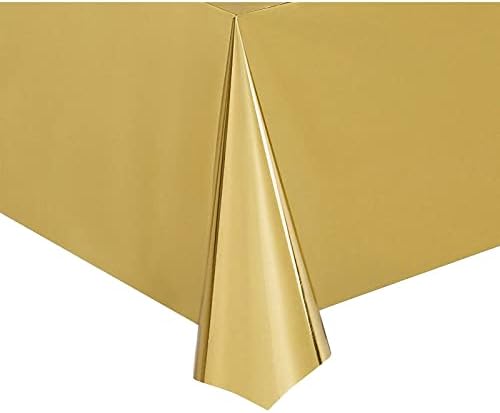 Juvale 3 embalam toalhas de mesa de plástico dourado para mesas de retângulo, capas de mesa descartáveis ​​para casamento,