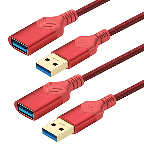 Cabo de extensão USB 3.0, cabo de extensão de alta velocidade de 2 pés de 2 pés USB um cabo de extensão masculino para fêmea para