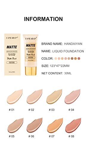 Fundação Matte Liquid Foundation Coveragem completa, base líquida para corretores de rosto Maquiagem duradoura No PORE Fundação