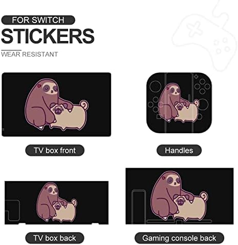 Adesivos de preguiça e pug skin skin skin skin skin stickers compatíveis para nintendo switch