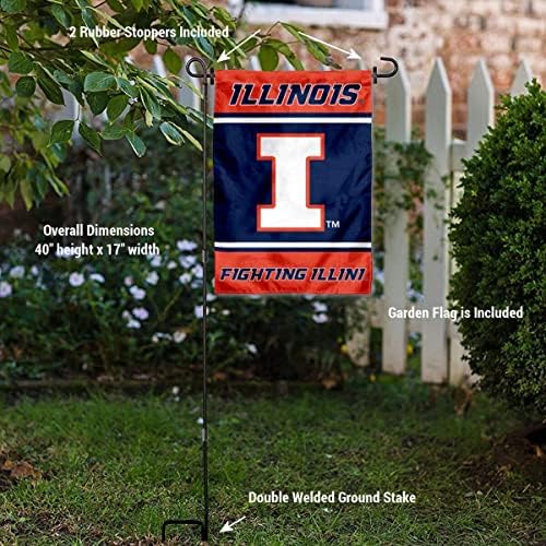 Illinois Fighting Illini Garden Bandle and Flag Stand Poste Setent