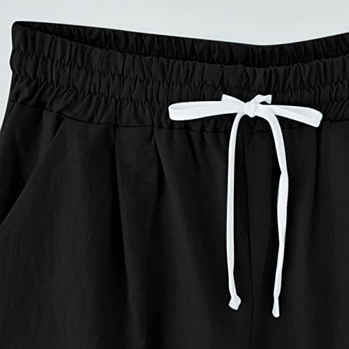 Bermuda shorts para mulheres casuais até o joelho de verão na altura da cintura shorts com bolsos saltos longos e folgados