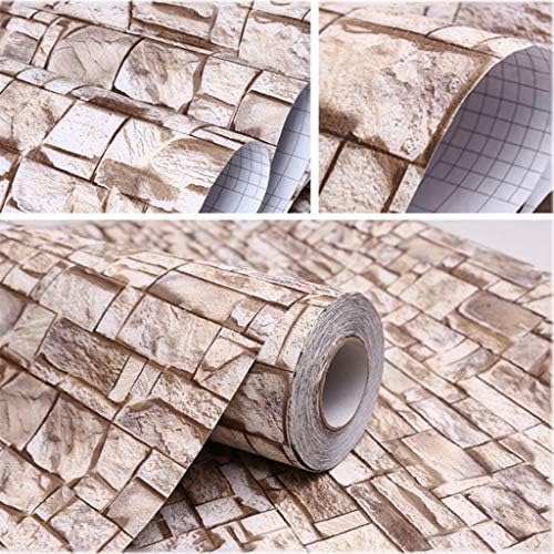 Papel de parede de pedra da imitação de ynfngxu, papel de parede auto-adesivo adesivos à prova de umidade de mobiliário de