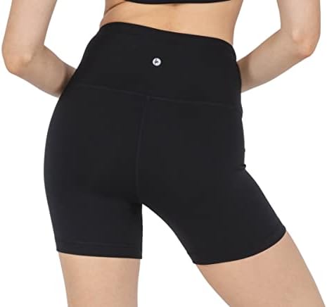 90 graus por reflexo de alta cintura Power Flex Yoga Shorts - Barriga de barriga de barriga para mulheres para mulheres 2 pacote