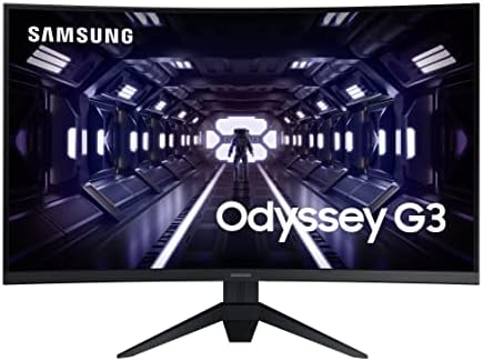 Samsung 32 FHD 1080p Odyssey G3 Monitor de jogos Ultrawide, exibição curva 1500R, 165Hz, 5ms, AMD FreeSync Premium, design sem fronteiras,