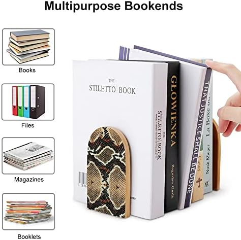 Livro de padrões de pele de cobra termina para prateleiras Livros de madeira de madeira titular de livros para biblioteca Escola