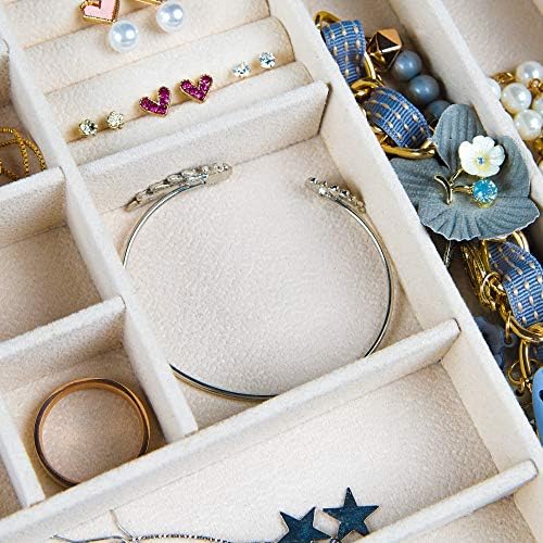Frebeauty Jewelry Organizer Box Box de 2 camadas de caixa de joalheria Organizador de armazenamento com trava e suporte
