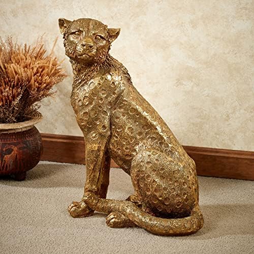 Touch of Class Cheetah Cub Sculpture Gold - Feito de resina - estátuas de animais africanos, esculturas domésticas para quarto, sala