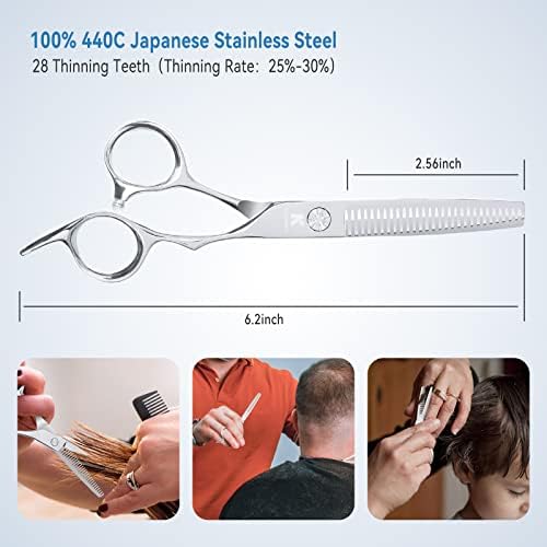 K Kacakaca 6.2 Kit de tesoura de corte de cabelo profissional, tesouras japonesas de aço inoxidável
