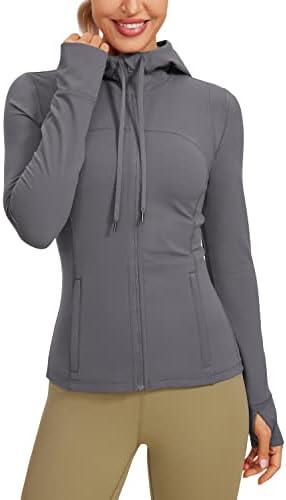 Crz Yoga Butterluxe Womens Hooded Jacket - Jaqueta de corrida atlética com ventilação de malha traseira e buracos de polegar