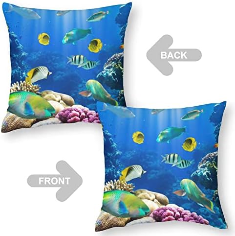 Tropical Fish and Coral Recife Throw Pillow Covers com almofadas de travesseiro quadrado com zíper protetor para o sofá de cama