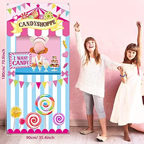 Candy Shop Party Decoration Sweet Shoppe Banner pendurado Antecedentes Carnaval Decoração de porta Decoração de pano de