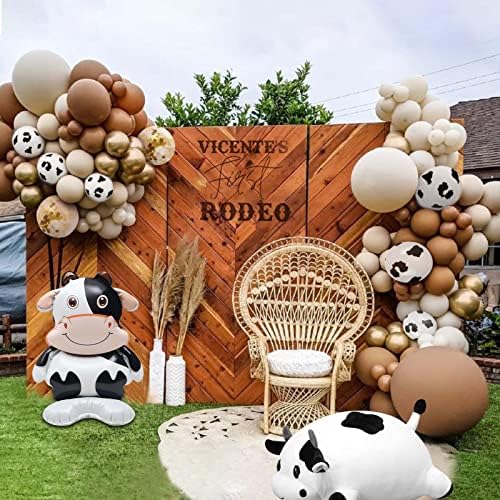95 PCs Balões de vaca, Brown Brown Blush Neutro Cow Print Balloon Balloons de látex de hélio para aniversário, chá de bebê, festas estampas de vaca, festa de rodeio de cowgirl de cowgirl, suprimentos de decoração de festas na fazenda
