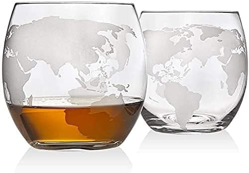 YJALBB Whisky Decanter Globe Set com 4 óculos de uísque de Globe - para bebidas alcoólicas, escocês, bourbon, vodka para papai - 850ml -Default