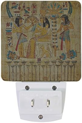 2 plug-in plug-in LED Night Lights com antigo egípcio Papyrus Nightlights With Dusk to Dawn Sensor Luz branca perfeita para cozinha e corredor do banheiro Conjunto 2