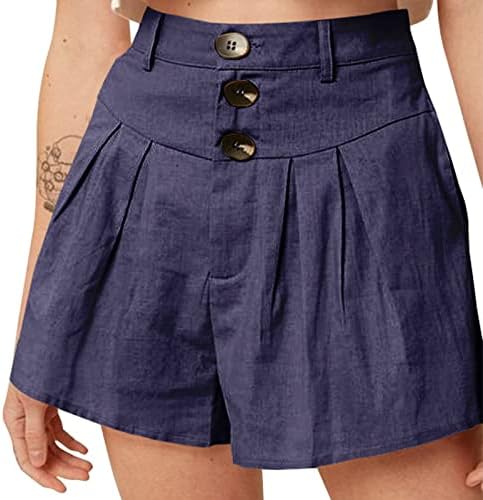 Joau feminino shorts de caminhada com bolsos leves, com shorts de verão ativos de verão, detalhes de botão confortável calças curtas