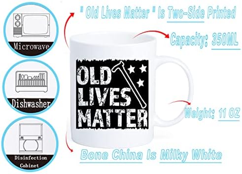 Caneca de café da Old Lives Matter, presente de aposentadoria para homens, presentes de aniversário de mordaça exclusivos para papai, vovô, 50º 60º 70º 80º 90º anos, homem de 11 onças