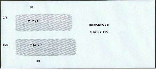 50010 Envelopes de janela dupla - envelopes de segurança brancos com goma comum - 4 1/8 x 9 1/2