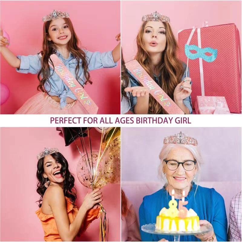 Baejarins Birthday Crowns for Women, faixa única de aniversariante, tiara de aniversário de metal rosa para mulheres, Princess Birthday