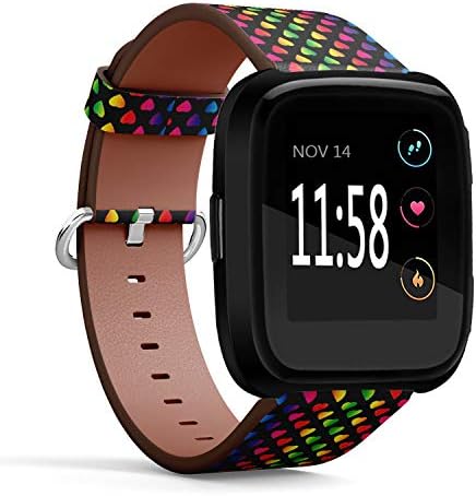 Compatível com Fitbit Versa / Versa 2 / Versa Lite - Pulseira de pulseira de pulseira de relógio de couro com pinos de liberação rápida