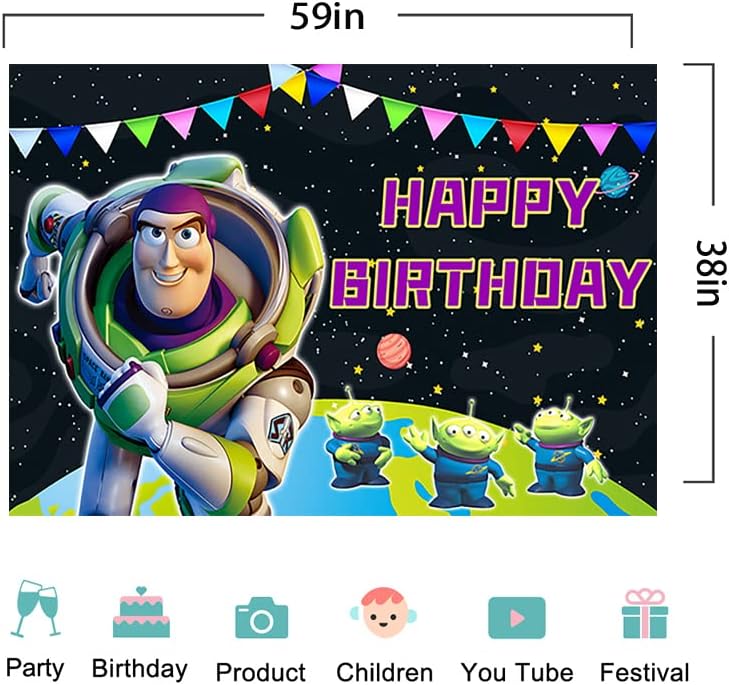 Cenário de excesso para suprimentos de festa de aniversário Buzz LightYear Baby Shower Banner para decoração de festa de