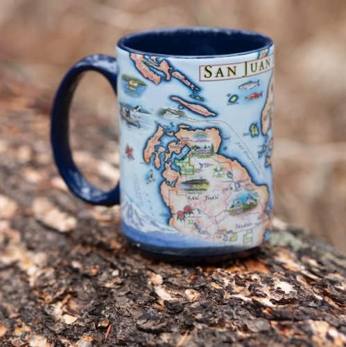 O XPlorer mapeia o mapa da ilha de San Juan Copo de café de caneca cerâmica, chá, cacau, chocolate quente, canecas de bebida e bebidas frias, sem BPA - para escritório, casa, presente
