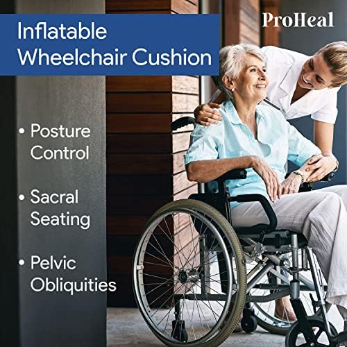 Almofada de ar de cadeira de rodas inflável pró -heal 22 x 20 - Para tratamento de tratamento e prevenção dolorida - 2 Redistribuição