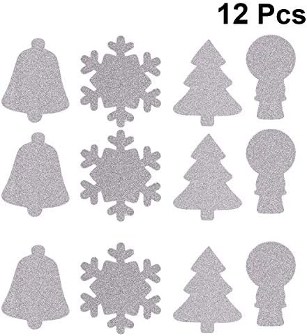 Abaodam 12 PCs Christmas Glitter Strong Viscosity Stickers Shiny Sparkly Stickers Charming Rótulos para festa de Natal