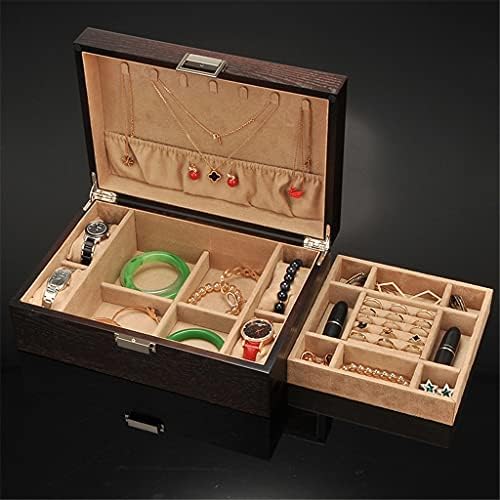 Chysp Solid Wood Jewelry Box Organizer Holder Recipiente Brincos de colar Casal de armazenamento de anel de pulseira