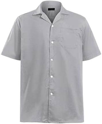 Bomba dupla algodão espalhado colar camisa de manga curta para homens mansar camisetas masculinas de botão de botão para baixo
