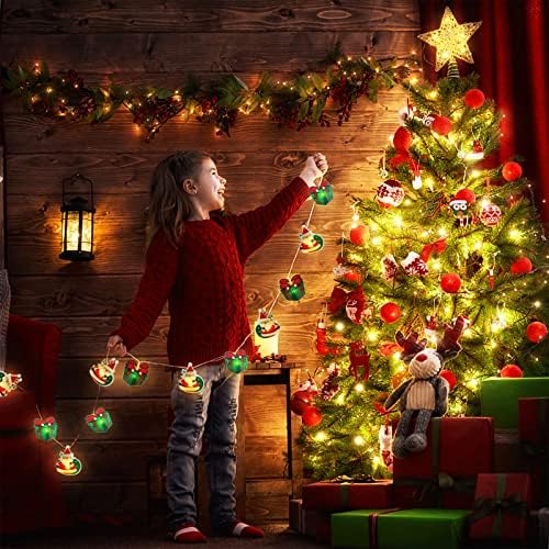 Decorações de Natal Indoor, 8,5 pés de Natal Luzes de cordas com 20 luzes pintadas de LED, decorações de árvore de Natal Bateria Luzes de Natal alimentadas por pátio de jardim para o pátio da festa de Natal ao ar livre