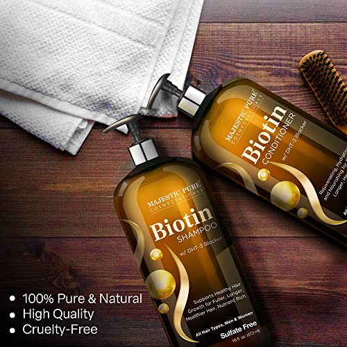 Majestic Pure Biotin Shampoo e Condicionador Conjunto com DHT Blocker Complex - Hidratante, nutritivo e apoiando crescimento
