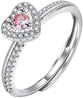 Abertura de diamante ajustável em forma de jóia rosa em forma de coração anéis de anel de tamanhos 15 anéis para mulheres