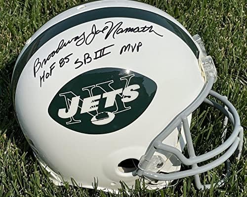 Joe Namath assinou o capacete do New York Jets PSA DNA 1C51130 Broadway Hof MVP INSC - Capacetes NFL autografados