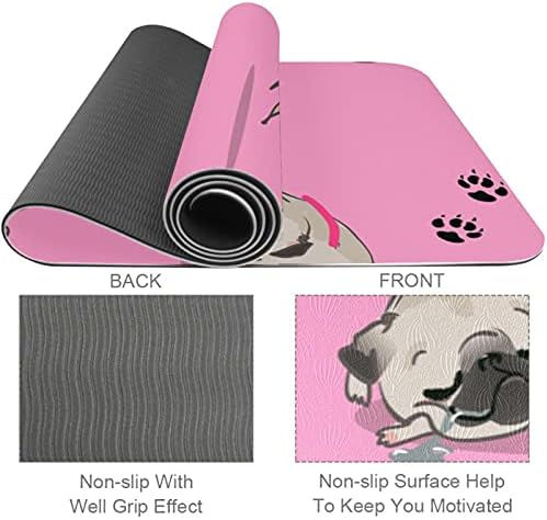 Ioga tapete tocando cachorro pug cão engraçado rosa eco amigável sem slip fitness tapete para pilates e exercícios de piso