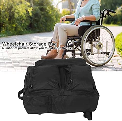 Syksol Guangming - Saco de cadeira de rodas para as costas da cadeira, sacos de cestas de cadeira de rodas para pendurar nas costas de saco de acessórios para cadeira de rodas impermeáveis ​​para cadeira de rodas com 5 bolsos para jornal, papelada, cobertor