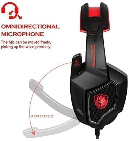 Sades de 3,5 mm de som de jogo de som surround com microfone com microfone, cancelamento de ruído e controle de luz e volume