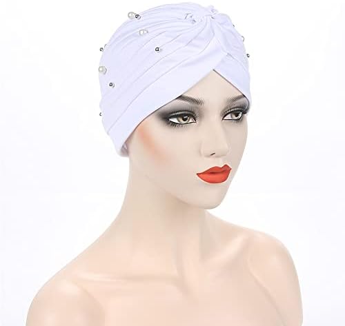 Chapéus de turbante fxhixiy para mulheres com miçangas pré -amarrado chapéus de quimiotera