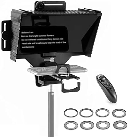 Zlxdp universal teleprompter portátil prontpter para câmera de tablet com bt anel de adaptador de lente de controle