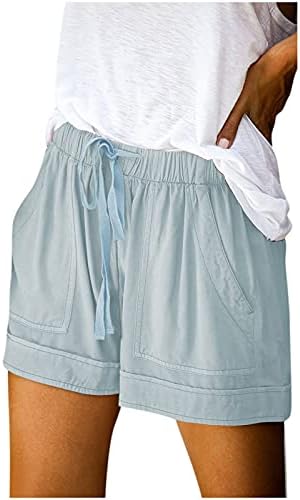 Calça feminina Casual Casual Casual Mulheres bolso short solto Cantura elástica Coloque as calças confortáveis ​​e casuais calças
