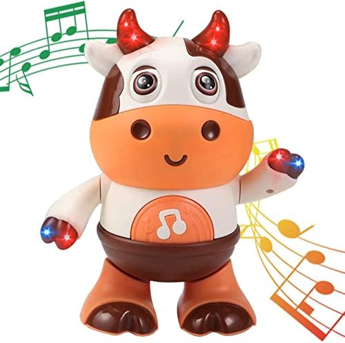 Toys musicais de vaca bebê Hulzogul, dançando um brinquedo de vaca bebê com música e luzes LED, brinquedo de desenvolvimento de bebê de aprendizado por 3 a 18 meses meninos, meninas, crianças pequenas, crianças, crianças