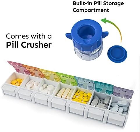 Organizador de pílula de muffshell semanalmente, 7 dias de recipiente de detentor de medicamentos para viagens, caixa