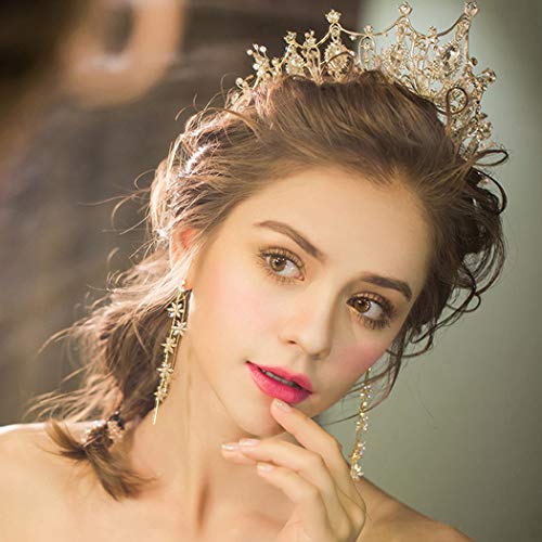 Coroa de ouro Cocide para mulheres Barroco Queen Crown e Tiara for Girls Crystal Crystal Mermaid Crown Princess Hair Acessórios