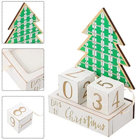 Toyvian 3pcs Holiday Block Tree Advento Adornamentos Decorações Casa Ornamentos Calendário Campo de madeira Ornamento de