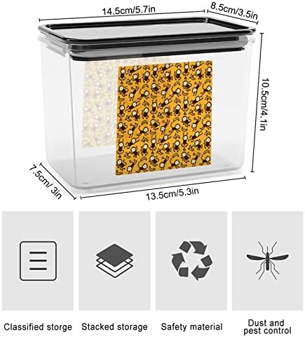 Monkey and Banana Pattern Alum Storage Contêiner Plástico Caixas de armazenamento transparente com tampa de vedação