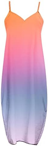 Vestidos de verão femininos 2023 Spaghetti Casual Strap Floral V Neck de pescoço com cintura alta maxi havaí vestido de praia